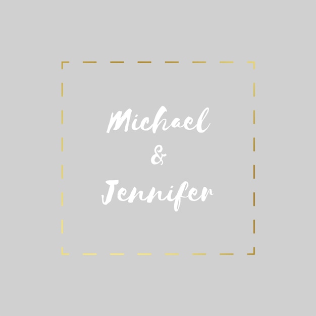 PSD elegant wedding invitation with gold frame