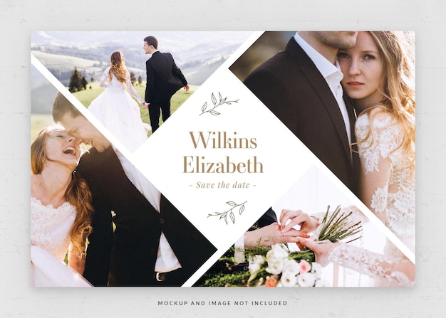 PSD elegant wedding photo collage flyer template in psd