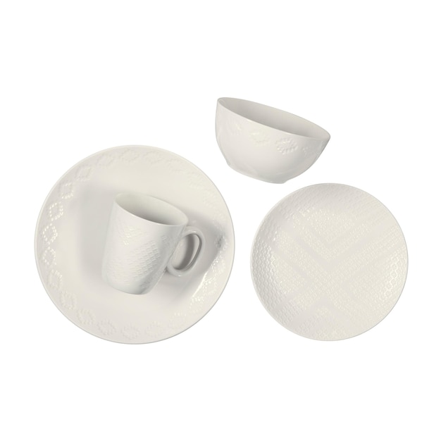 PSD elegant white ceramic dinnerware set