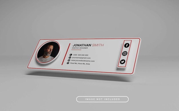 PSD email signature mockup 3d rendered