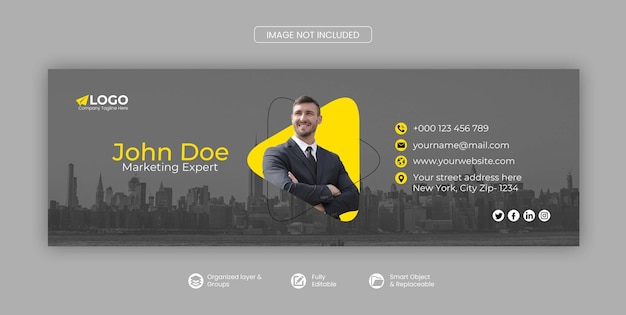 PSD email signature template email footer and personal social media cover premium psd