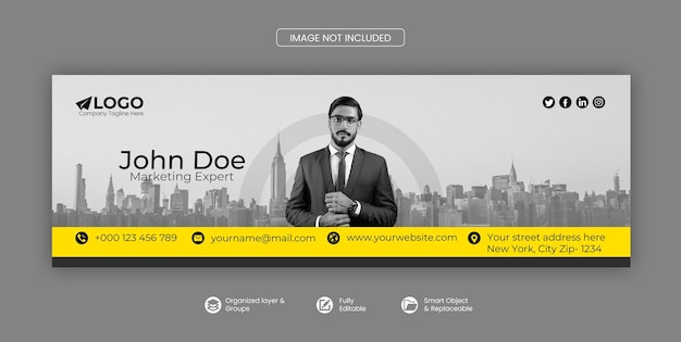 PSD email signature template email footer and personal social media cover premium psd