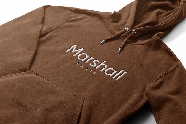 PSD embroidered logo mockup in hoodie