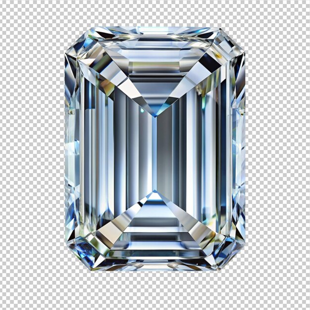 PSD emerald cut diamond on transparent background
