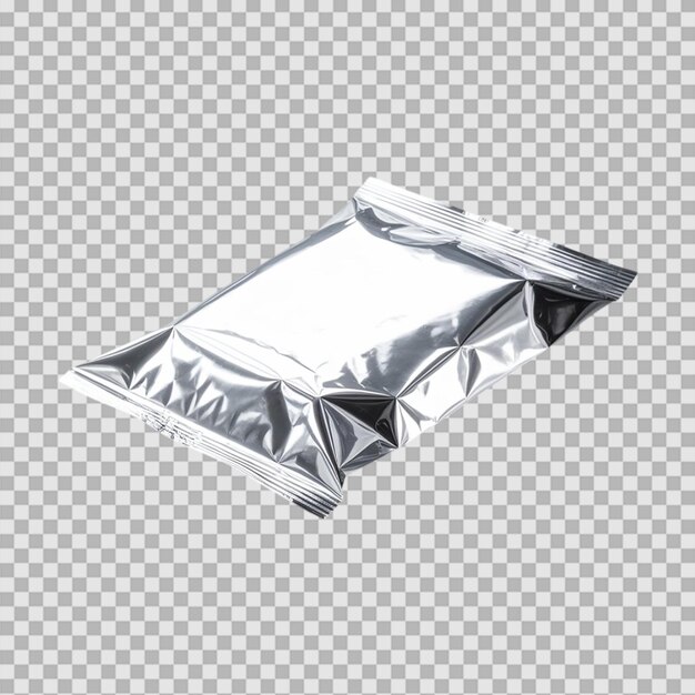 PSD a empty foil and plastic snack bag white background