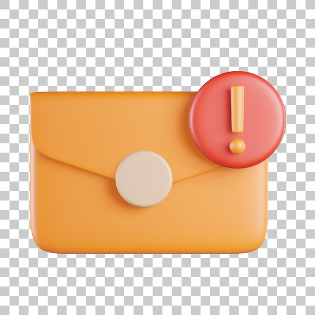 PSD envelope exclamation warning 3d icon