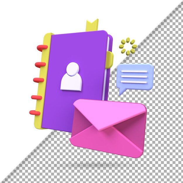 PSD envelope with task management illustration background 3d render icon for business idea concept