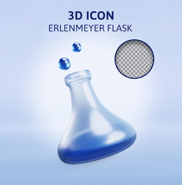 PSD erlenmeyer flask 3d rendering illustration