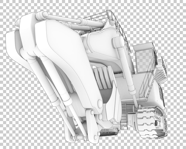 PSD excavator on transparent background 3d rendering illustration
