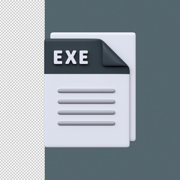 PSD exe file format 3d icon executable program file for launching software applications and windowsbased tools