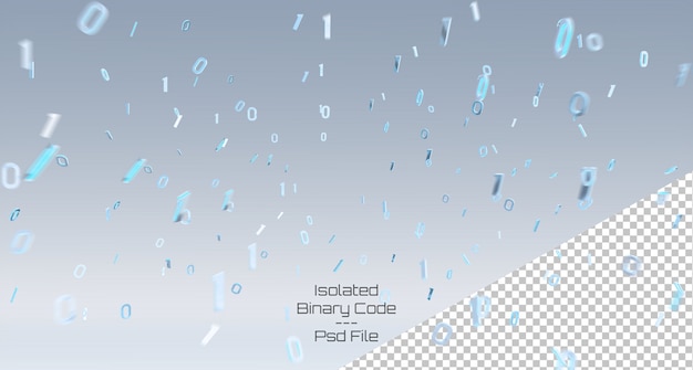 PSD exploding 3d rendered binary code with number one and zero isolated on grey 