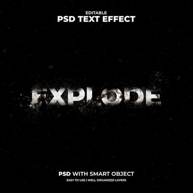 PSD explosion text effect