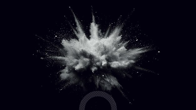 PSD explosive cloud of dust erupting in a dark background