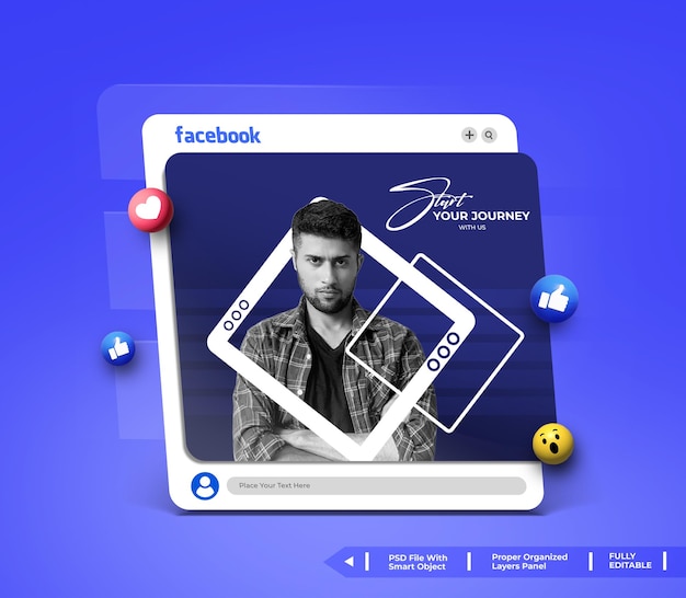 PSD facebook social media 3d post mockup psd
