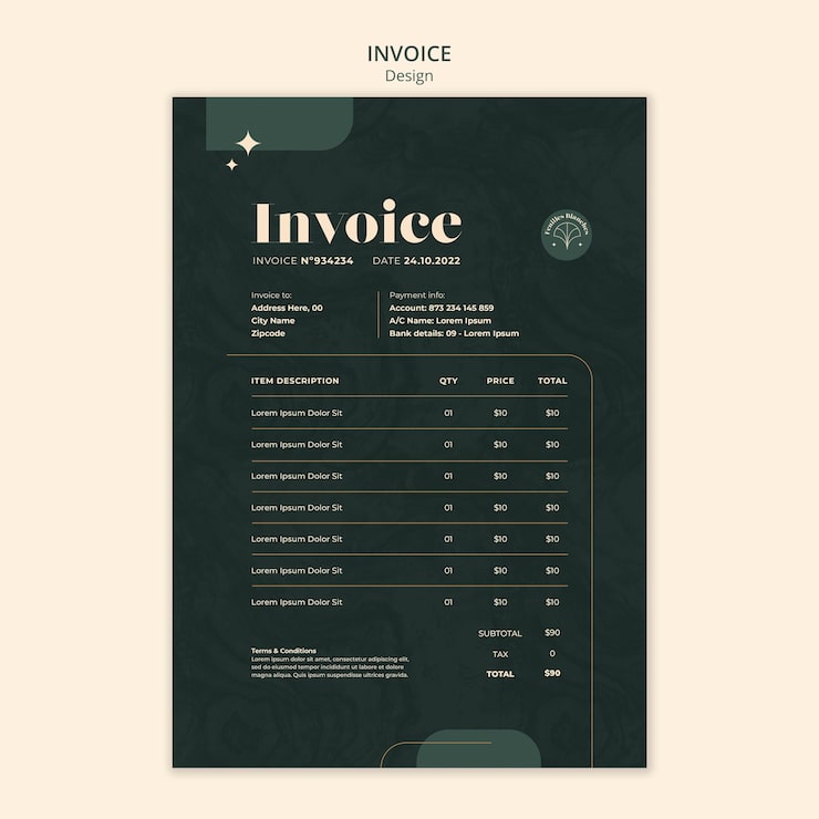 PSD fashion design invoice template