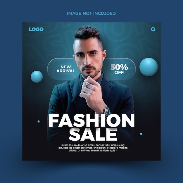 PSD fashion sale square banner social media template