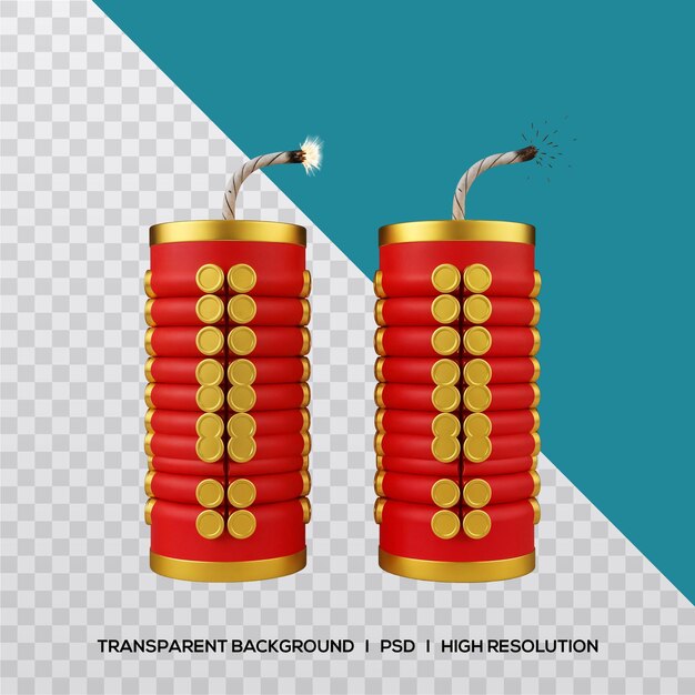 PSD festive 3d firecrackers for celebration and holidays