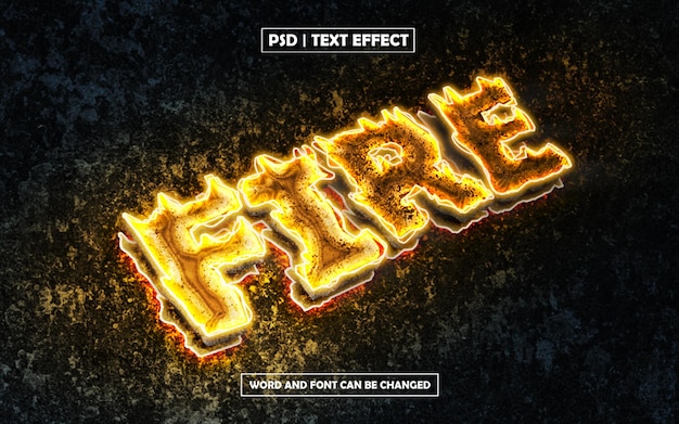 PSD fiery fire editable text style effect