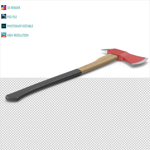 PSD fire axe 3d render psd