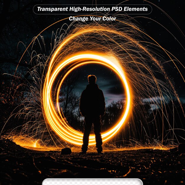 PSD fire circle twirl motion on black background