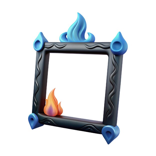 PSD a fire in a frame with a fire in it