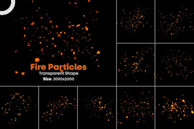 PSD fire and sparks particles with transparent background