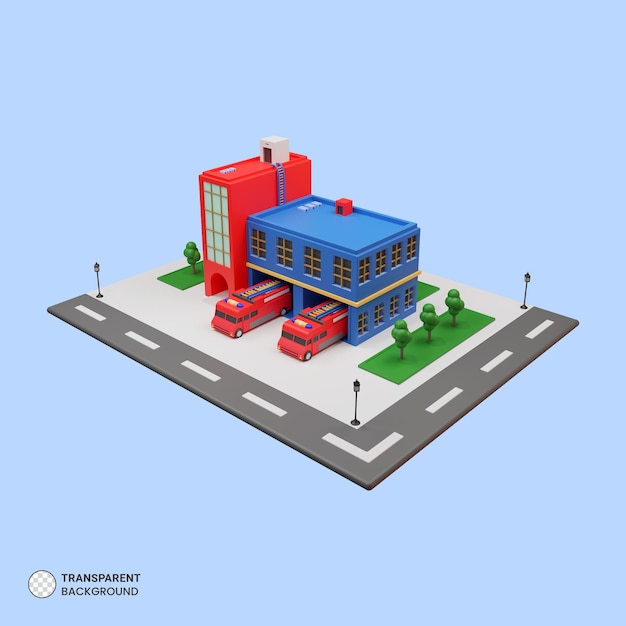 PSD fire station icon isolated 3d render illustration