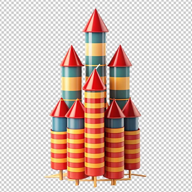 PSD firecrackers anar and rocket on transparent background
