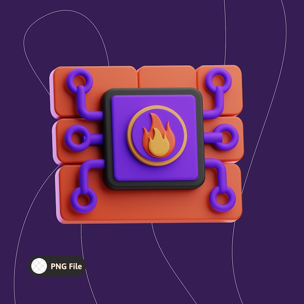 PSD firewall cyber security illustration 3d
