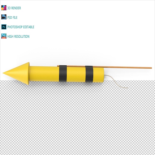 PSD firework rocket 3d render psd