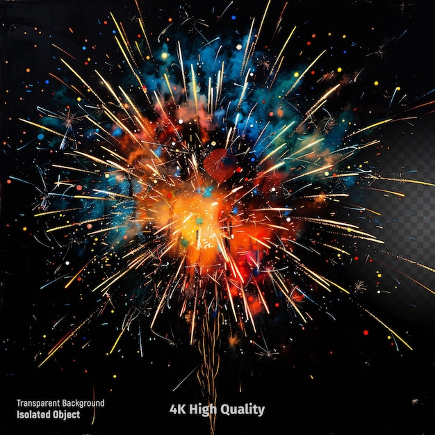 PSD fireworks explode in the sky festive on a black background