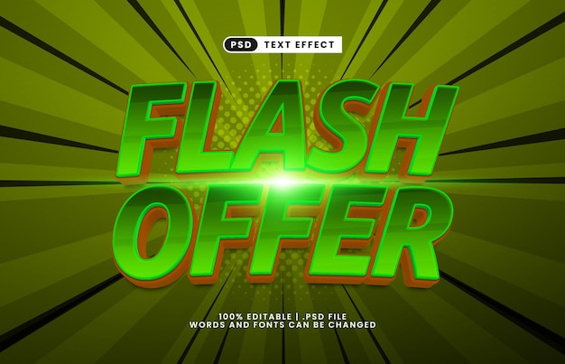 PSD flash offer editable text effect with a offer and discount text effect