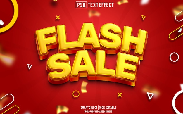 PSD flash sale text effect font editable typography 3d text for background banner