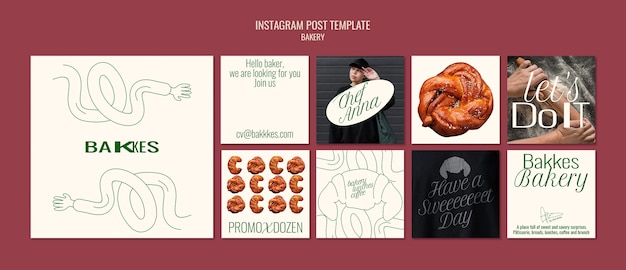 PSD flat design bakery template