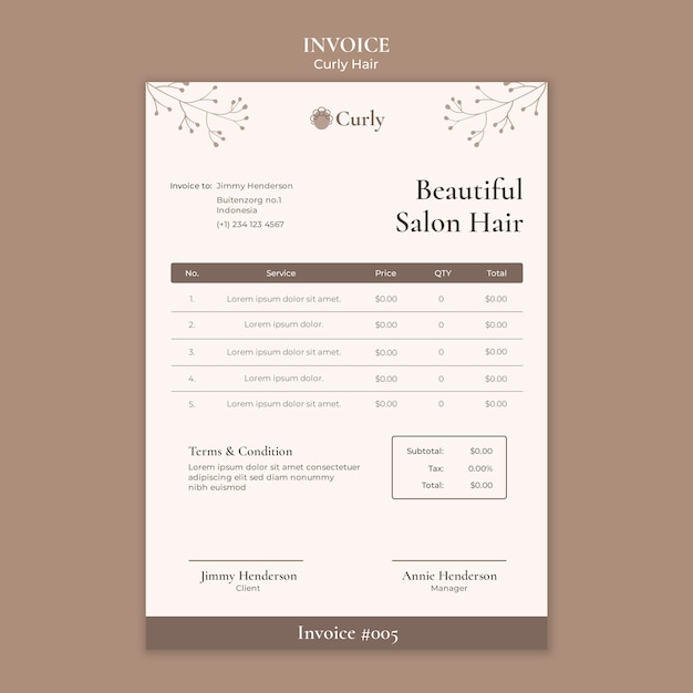 PSD flat design curly hair template