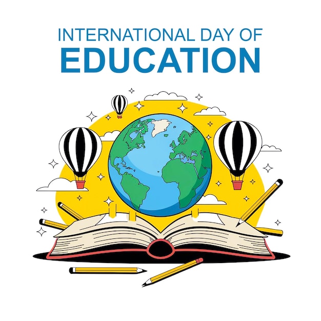 PSD flat vector illustration for international day of education