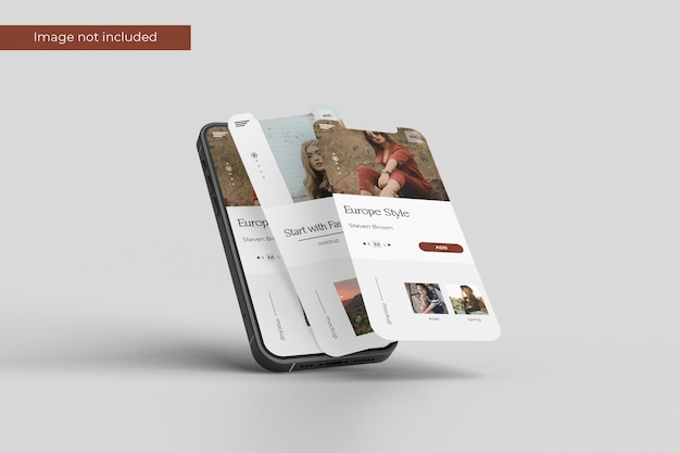 floating smartphone and screen mockup design in 3d rendering