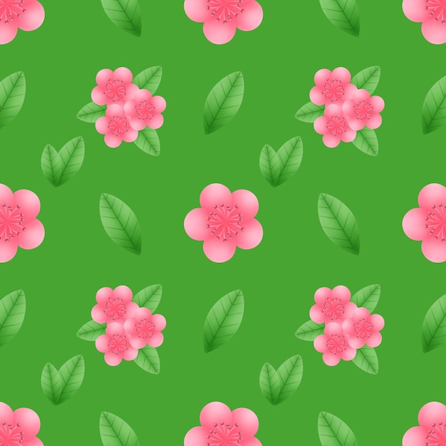 PSD floral repeating pattern on a green background