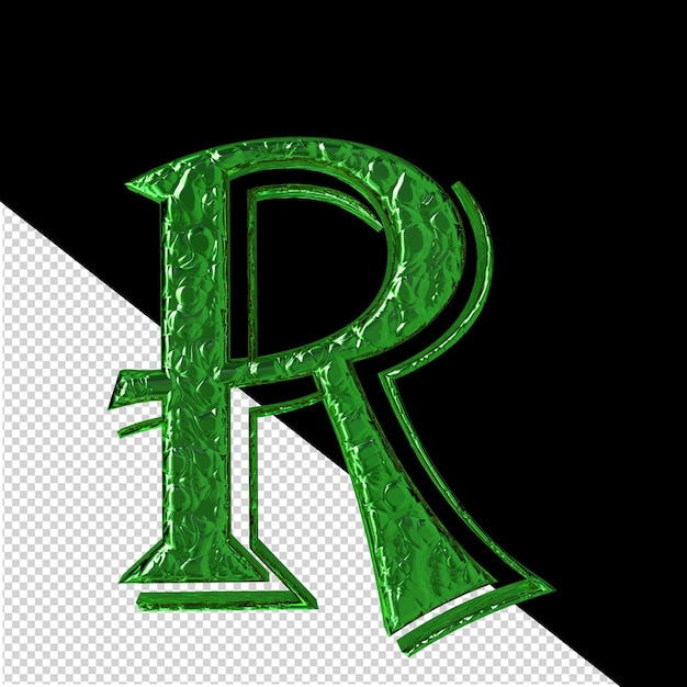 PSD fluted green symbol front viewletter r