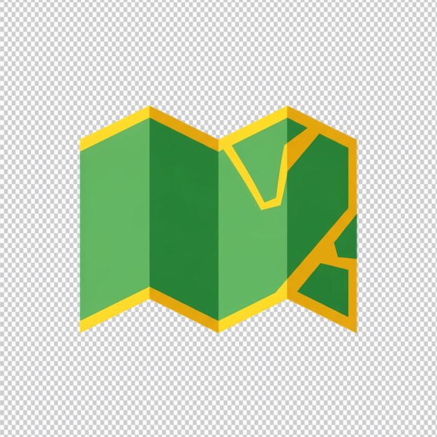 PSD folded green map icon for navigation and travel