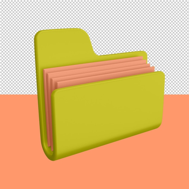 PSD folder icon 3d render illustration free psd editable color