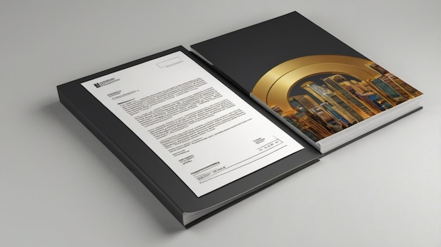 PSD folder behind the letterhead with transparent background