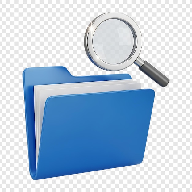 PSD folder and magnifying glass search concept