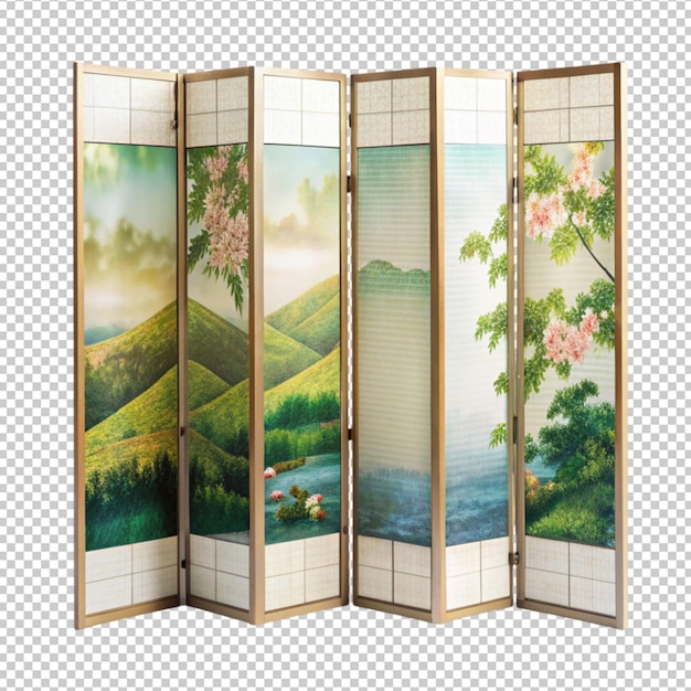 PSD folding screen isolated on transparent background