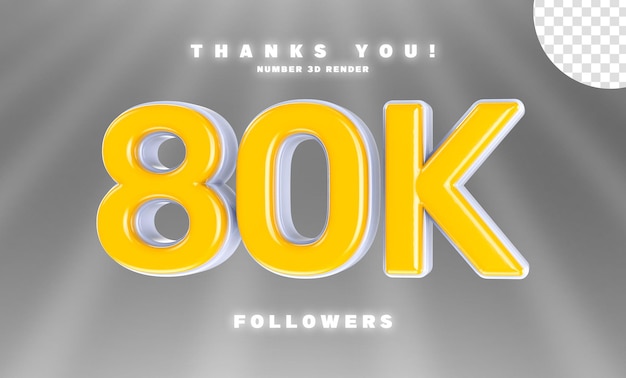 PSD follow number gold 3d render