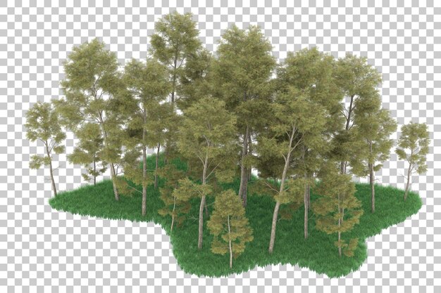 PSD forest on transparent background. 3d rendering - illustration