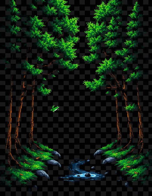 PSD a forest with a river in the middle of it