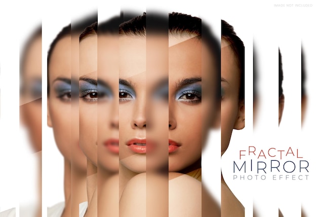 PSD fractal mirror photo effect mockup