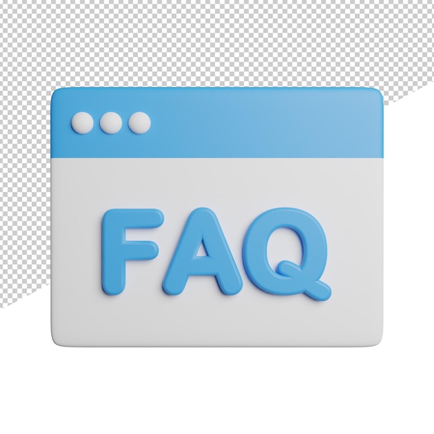 PSD frequently answer question front view 3d rendering icon illustration on transparent background
