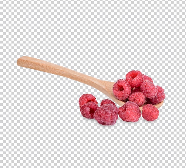 PSD fresh raspberry and raspberry in a spoon isolated premium psd